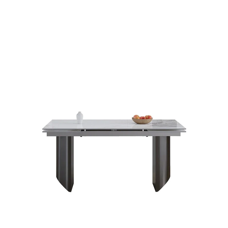 9-Piece Extendable Dining Table Set with 8 Upholstered Chairs