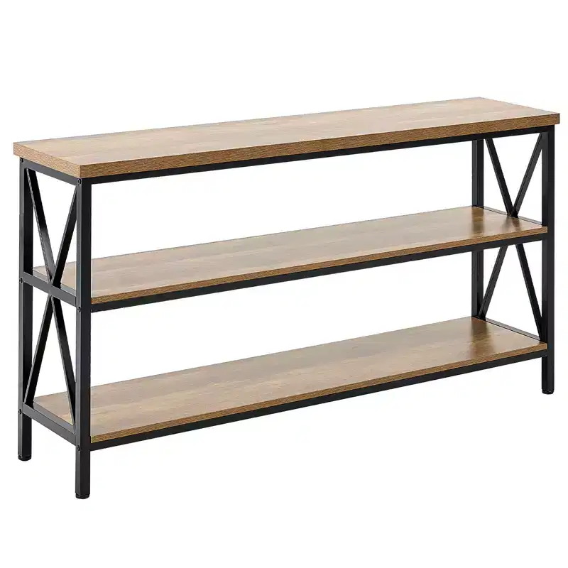 Black & Brown Console Table, 3-Tier, 55.1