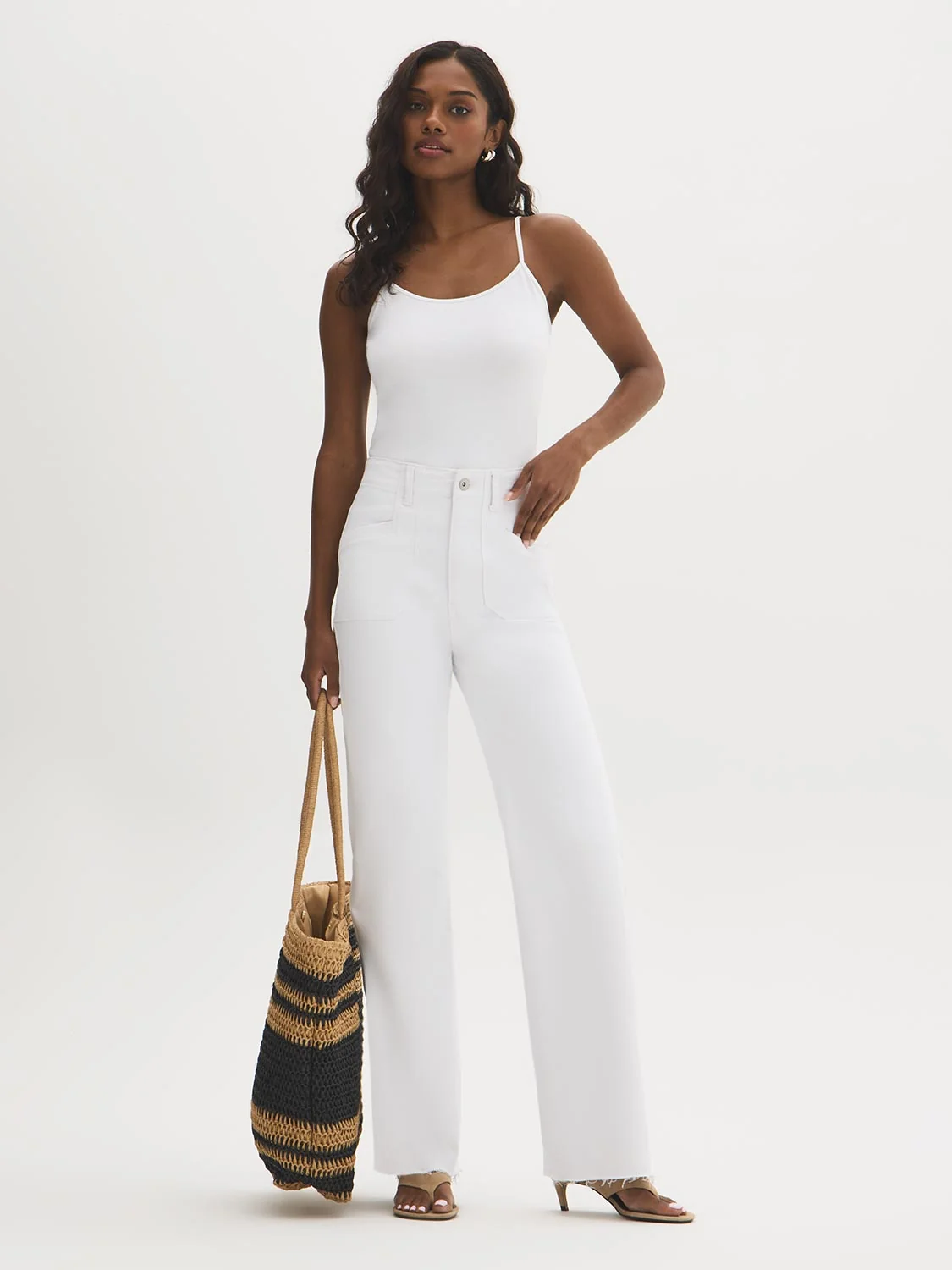 Cotton-Blend Scoop Neck Tank Top