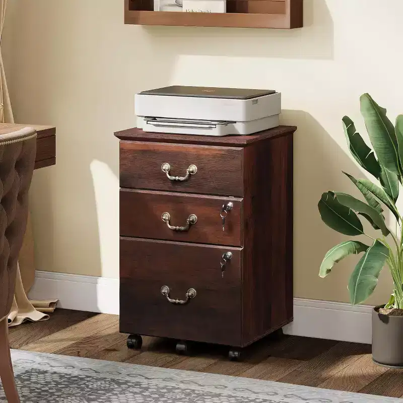File Cabinet 2-Drawer, Small Office Furniture with Lock, Rolling Under Desk Filing Cabinet for Home Office