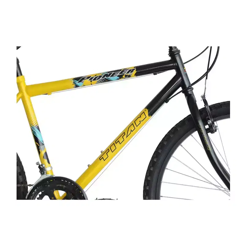 Titan Bikes Men's Pioneer 12-Speed Mountain Bike with Pull Brakes, Yellow