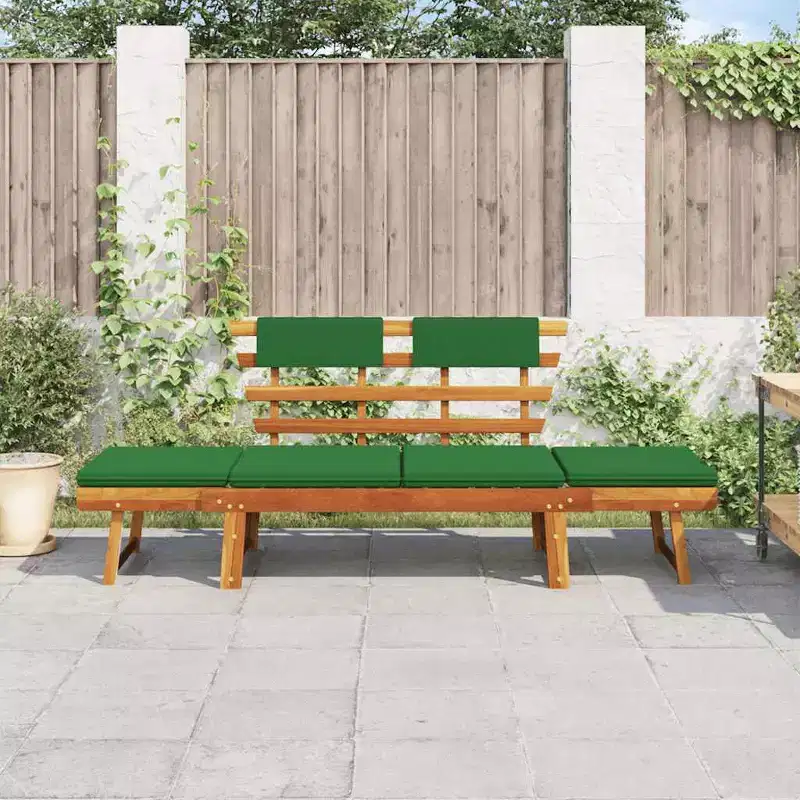 Garden Bench Green, Brown Solid Acacia wood, Polyester Medium