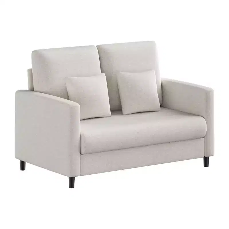 Compact 52 Teddy Fabric Loveseat, Tool-Free Assembly Accent Chair & Sofa for Small Spaces, Apartment Living Room & Bedroom