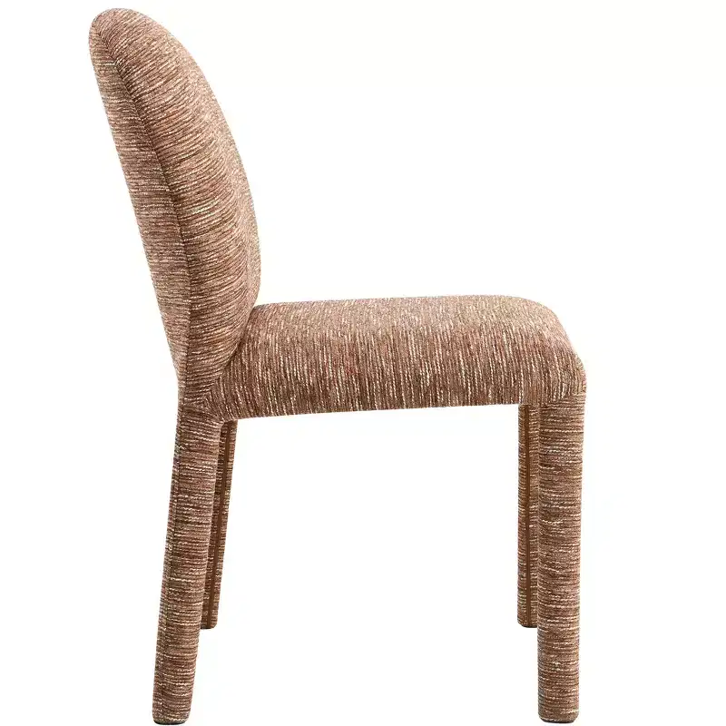 Modern Metal Chenille Upholstered Dining Chair, Set of 2