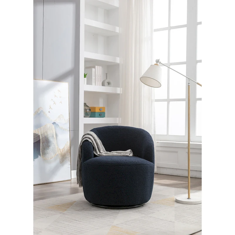 Green Modern 25.6 Swivel Barrel Chair with Metal Ring