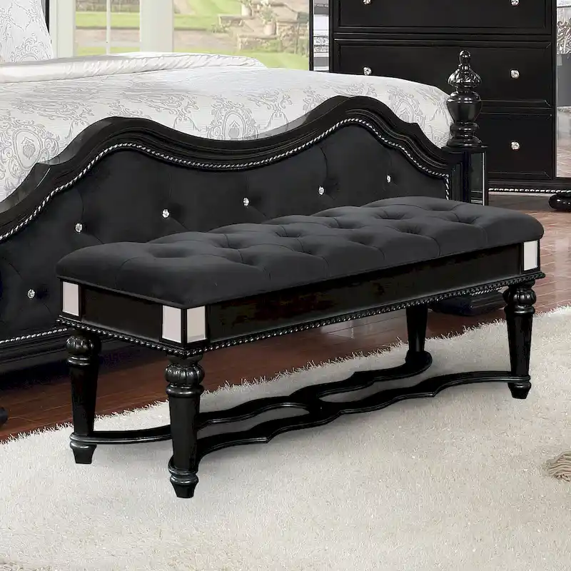 Zeln Traditional Fabric Tufted Upholstered Accent Bench by Furniture of America