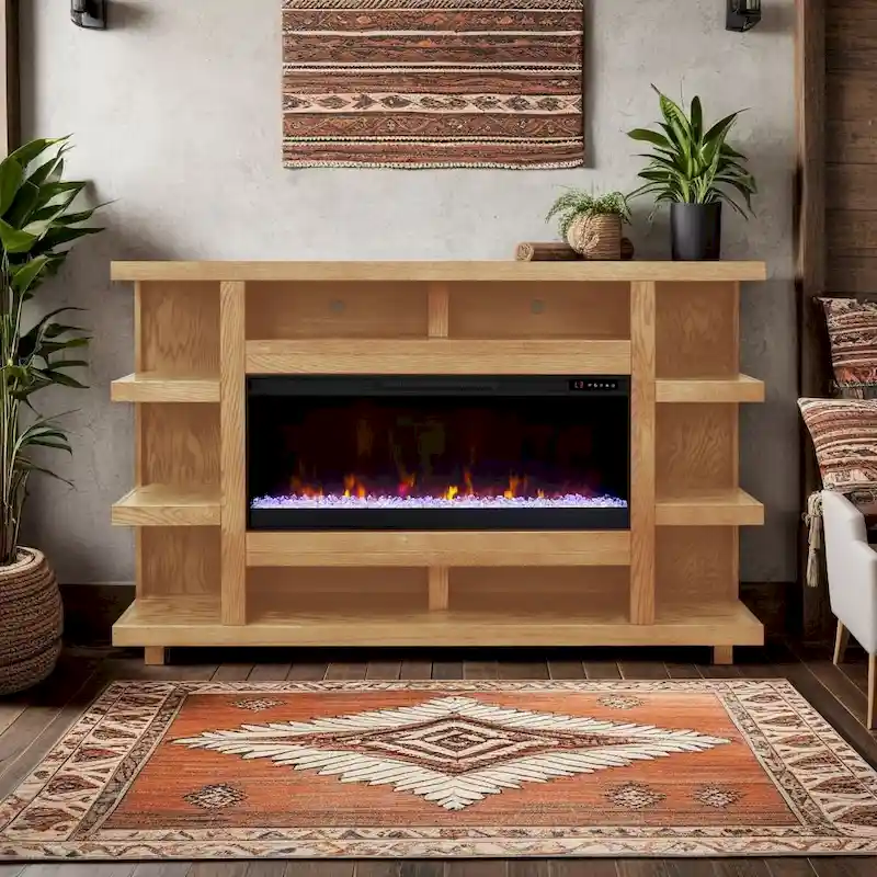 72-inch Fireplace Mantel with Electric Fireplace Insert