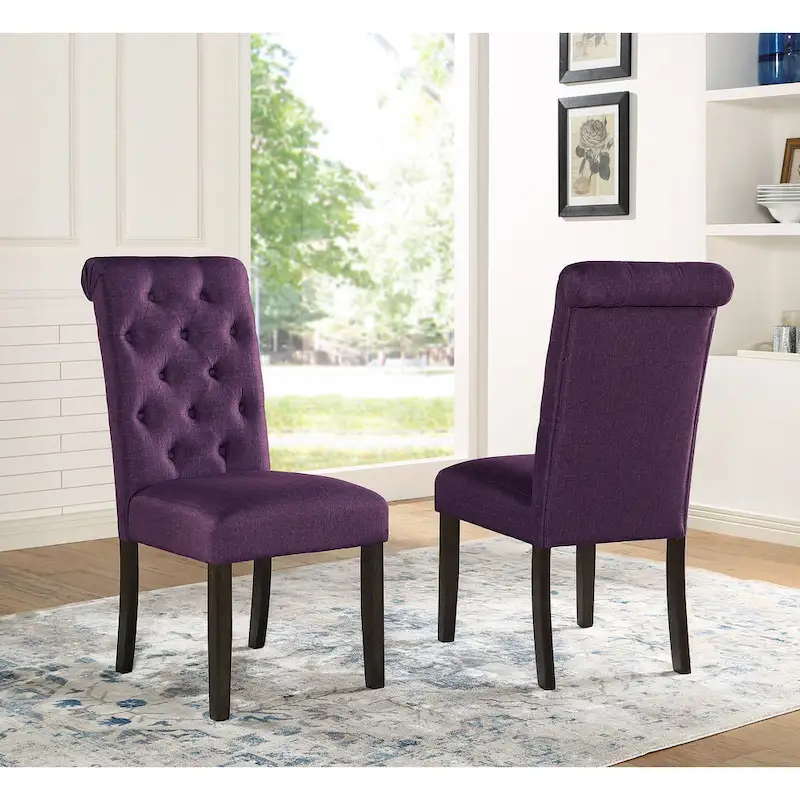 Roundhill Furniture Leviton Upholstered Dark Wash Wood 6-piece Dining Set