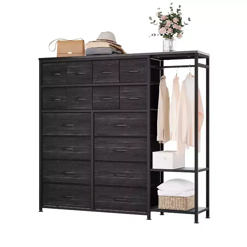 TV Stand, 63 Dresser TV Stand for 65-75 Inch TVs with Charging Station & Lights