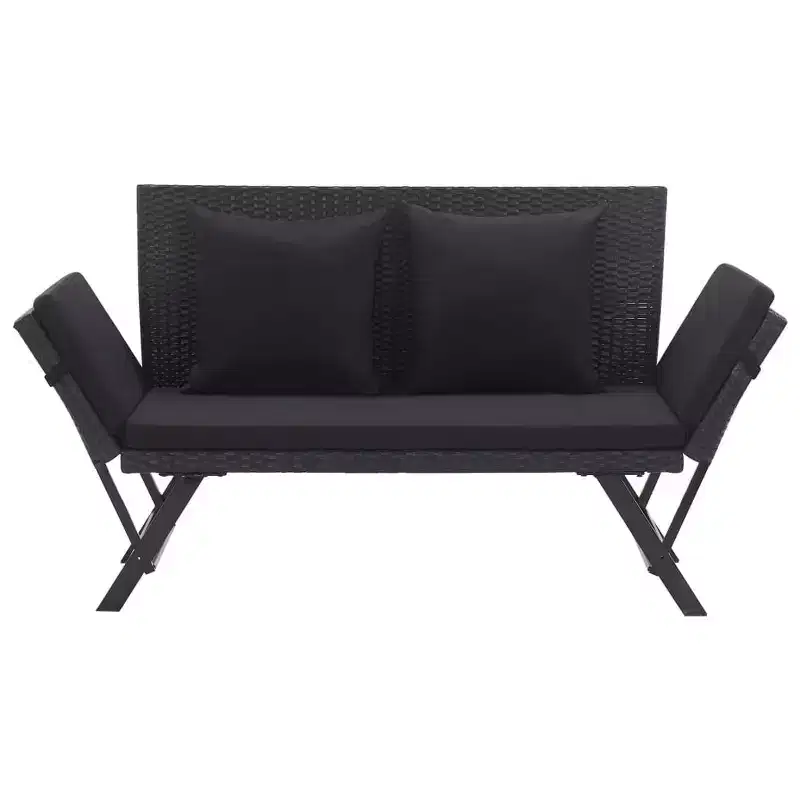 vidaXL Patio Bench Adjustable with Cushions for Outdoor Garden Poly Rattan