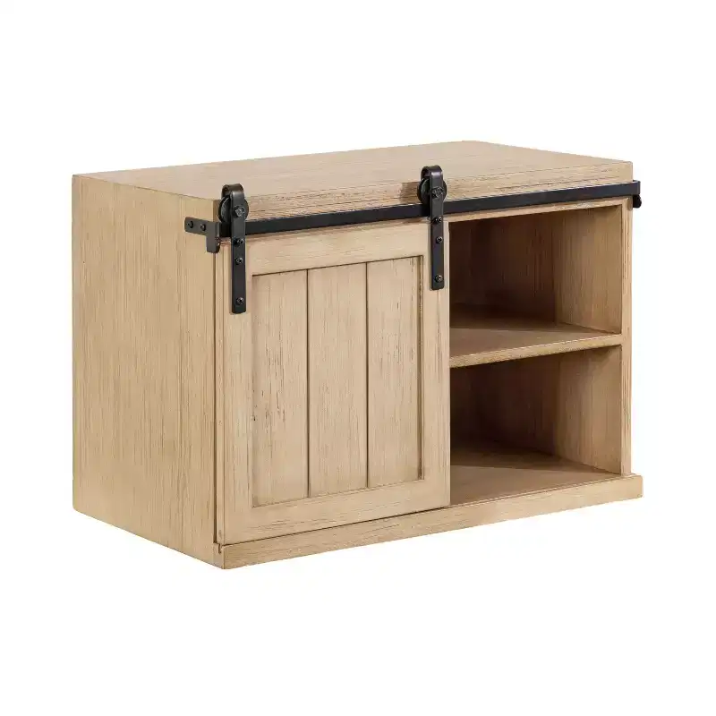 Kate and Laurel Cates Wood Floating Side Table with Cabinet