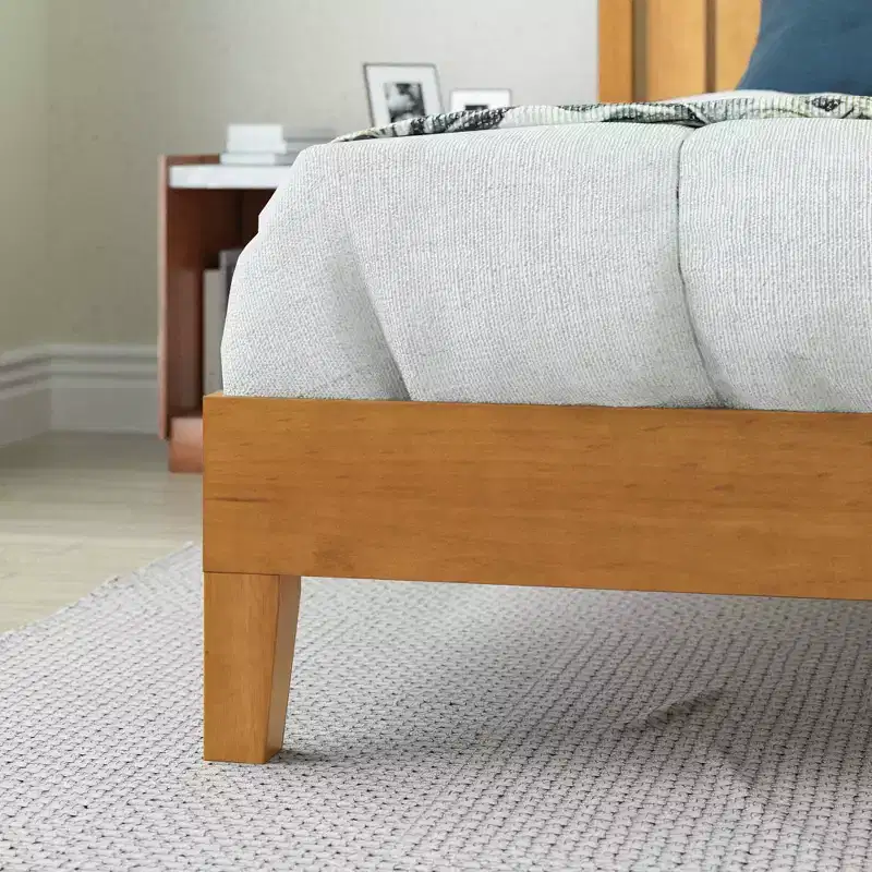 Twin Alexis Deluxe Wood Platform Bed Frame with Headboard Natural - Zinus: Rustic Style, No Box Spring Needed