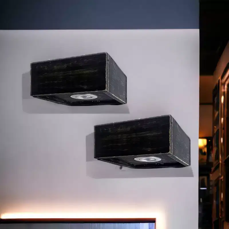 HomeRoots 7 Black Wood Wall Mounted Floating Shelf With LED Light