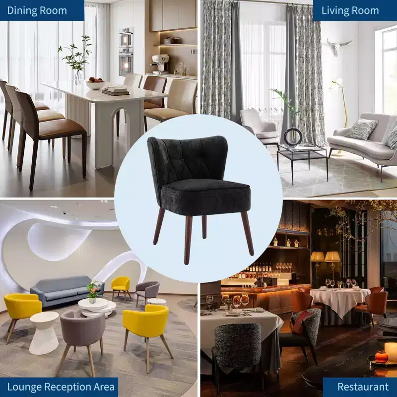 Accent Chairs for Living Room, Mid-Century Wooden Fabric Living Room Chairs, Side Chairs for Living Room, Bedroom, Reading Nook