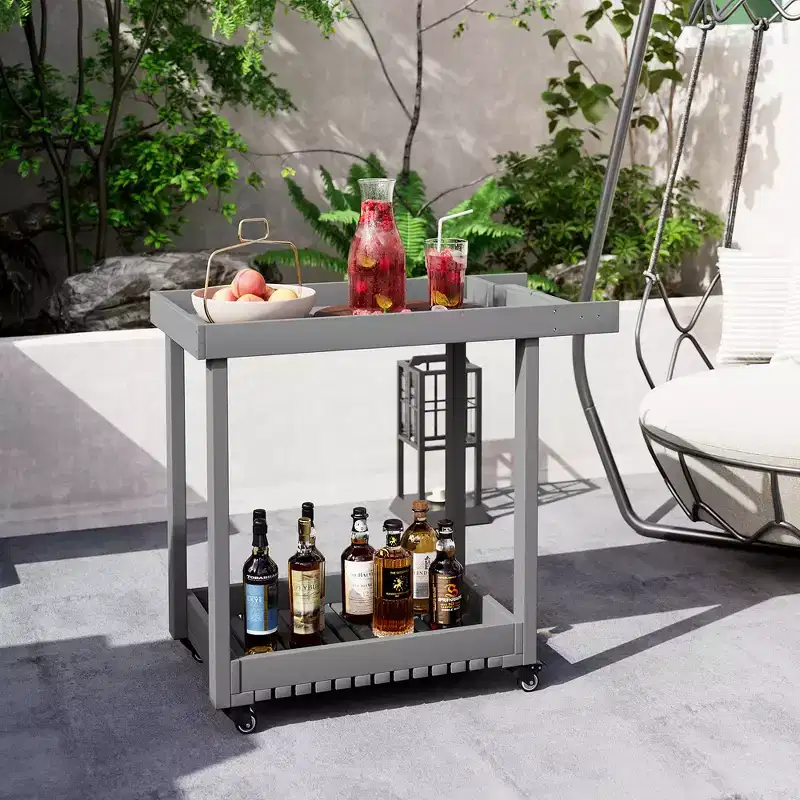 Service Utility Cart with Wheels, 500lbs Capacity, Heavy Duty Tub Storage Cart, Multipurpose Rolling 2-Tier Mobile Storage Organizer, Gray