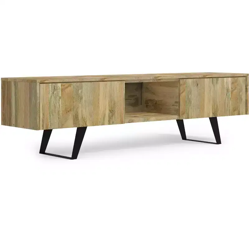 72 inch Wide Solid Wood Modern Industrial TV Stand For TVs up to 80 inches