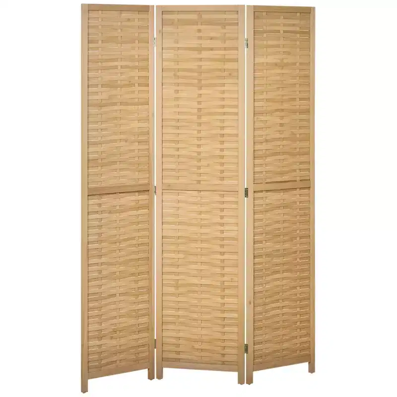 HOMCOM Room Divider, 5.5' Tall Bamboo Portable Folding Privacy Screens, Hand-Woven Double Side Partition Wall Dividers for Home, Natural
