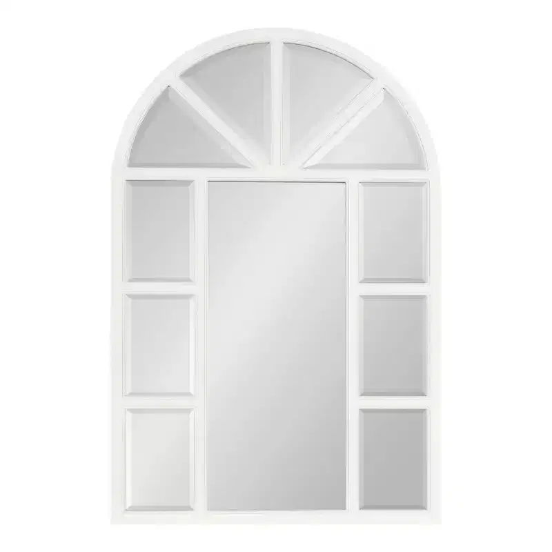 Windowpane Mirror – 24x36, White, Cathedral-Style