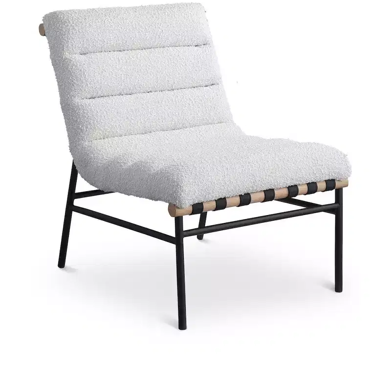 Meridian Furniture Burke Cream Boucle Fabric Chair