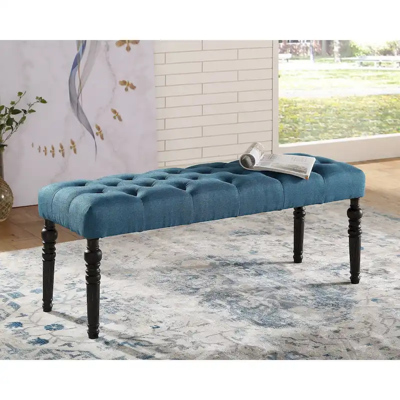 Roundhill Furniture Leviton Upholstered Dark Wash Wood 6-piece Dining Set