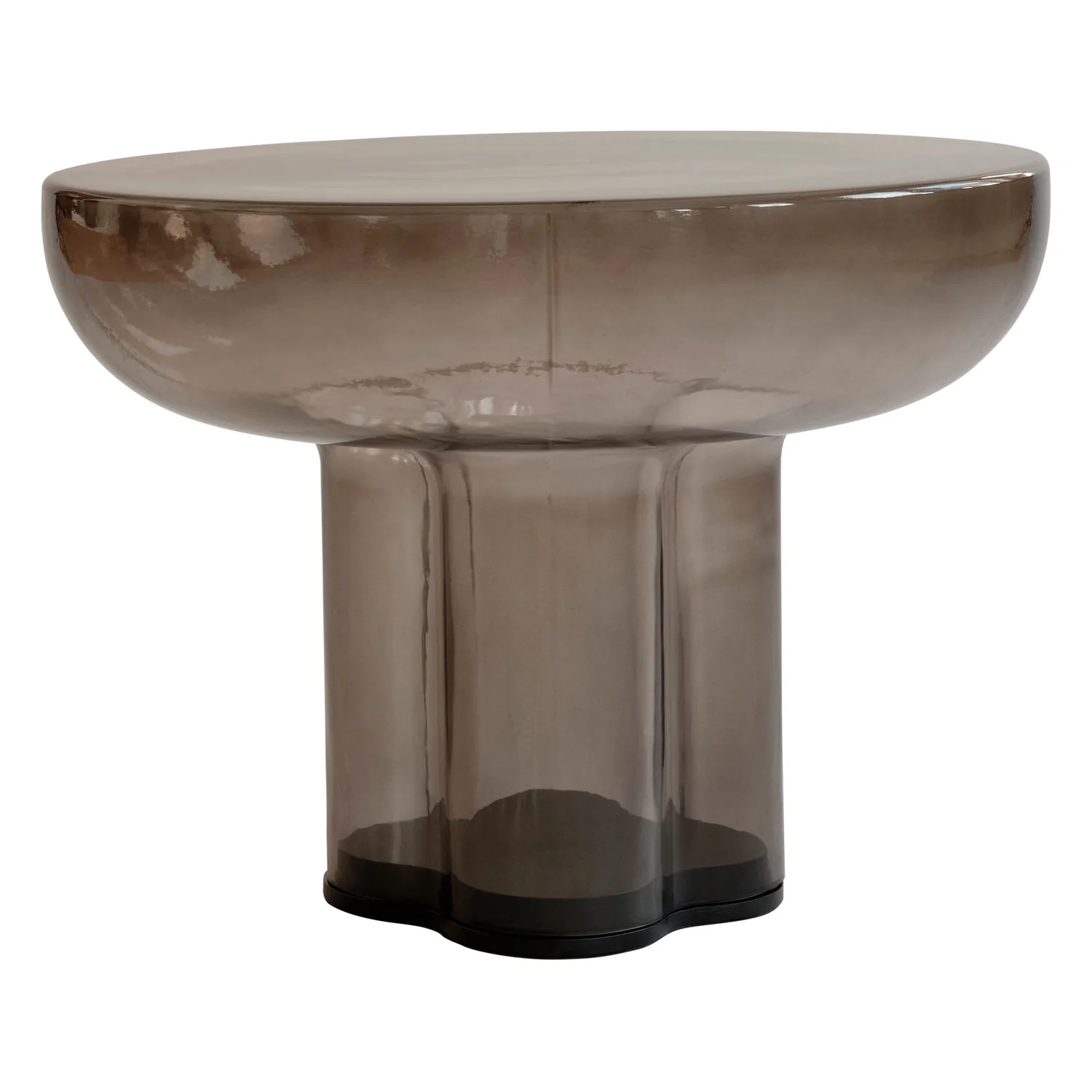 Brutalist Mouth-Blown Glass Low Side Table with Monolithic Floating Top for Living Rooms