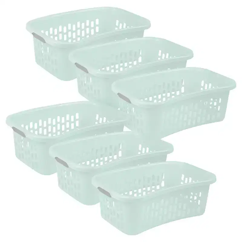 1.5 Bushel Plastic Laundry Basket, Clothes Hamper - Mint, 6 Pack
