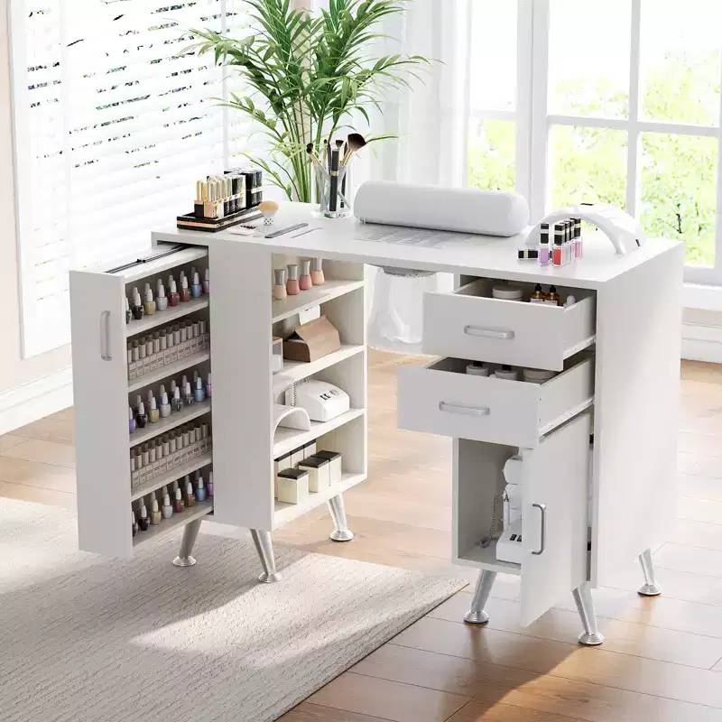 42'' Manicure Table for Nail Tech with Dust Collector & Wrist Rest