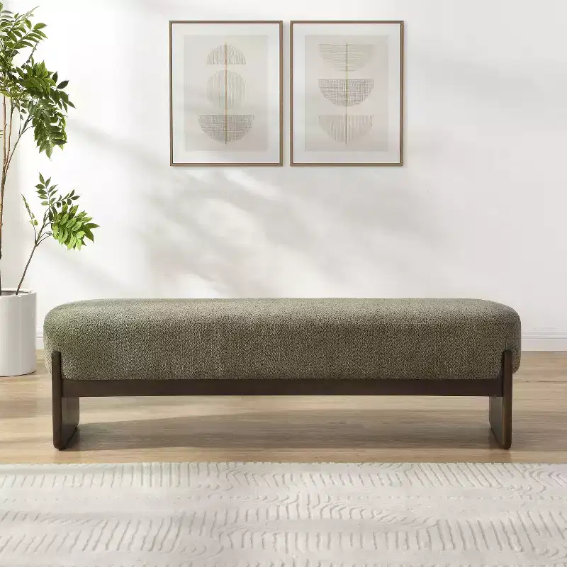 Arabella 64 Modern Rubberwood Upholstered Loop Yarn Ottoman