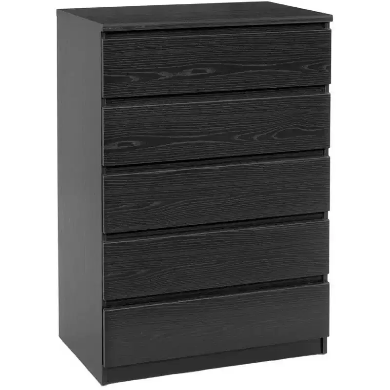 HomeStock 5.43 in.H Particle Board Vertical Dressers with 5 - Drawers in Black Finish