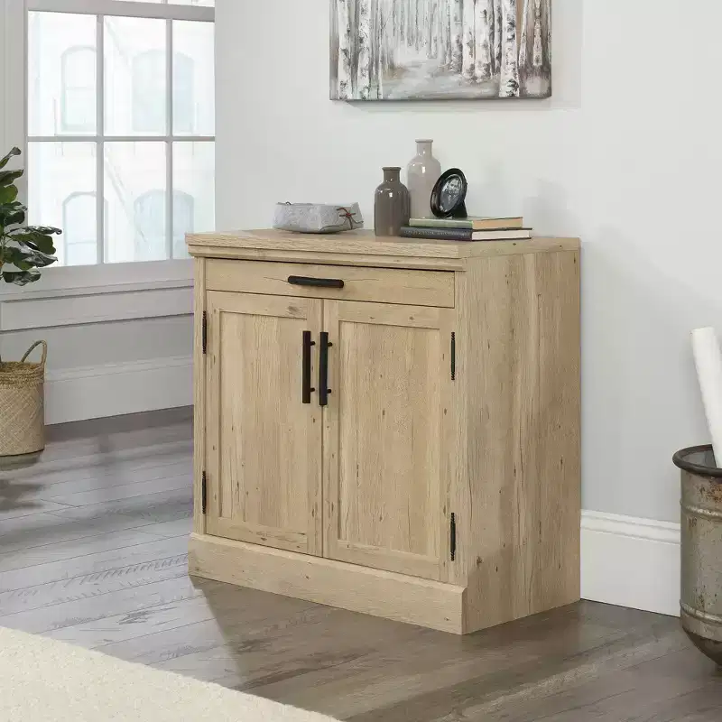 2-Door Library Base Cabinet in Prime Oak with Adjustable Shelf and Storage Drawer - Farmhouse Style
