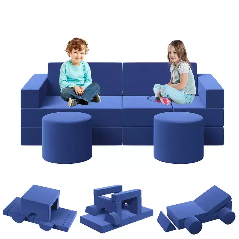 13PCS Kids Modular Play Couch, Climbing and Crawl Foam Play Set, Washable Velvet Sectional Sofa, Convertible Floor Chair for Living Room
