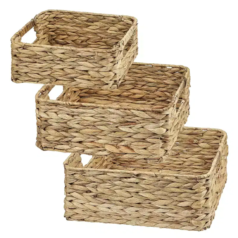 Natural Woven Water Hyacinth Storage Basket Set of 3