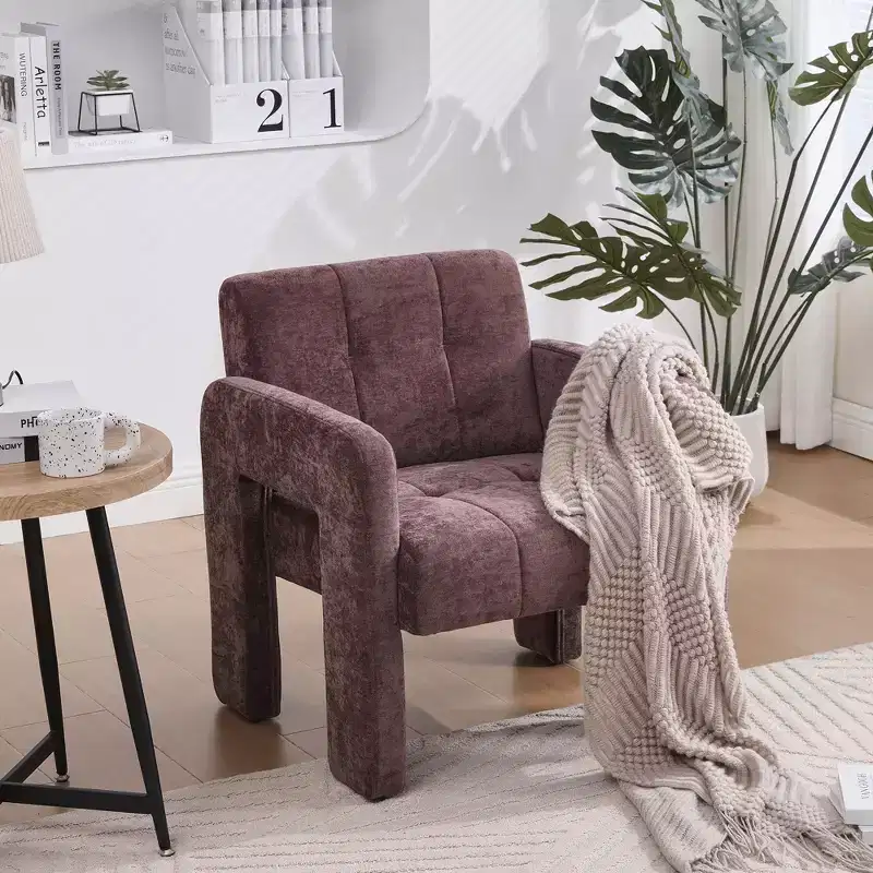 TUYOHW Modern Accent Armchair,Chenille Upholstered Single Sofa Chair with Padded Armrests,Lounge Chair Living Room,Bedroom,Office,500 lbs Capacity
