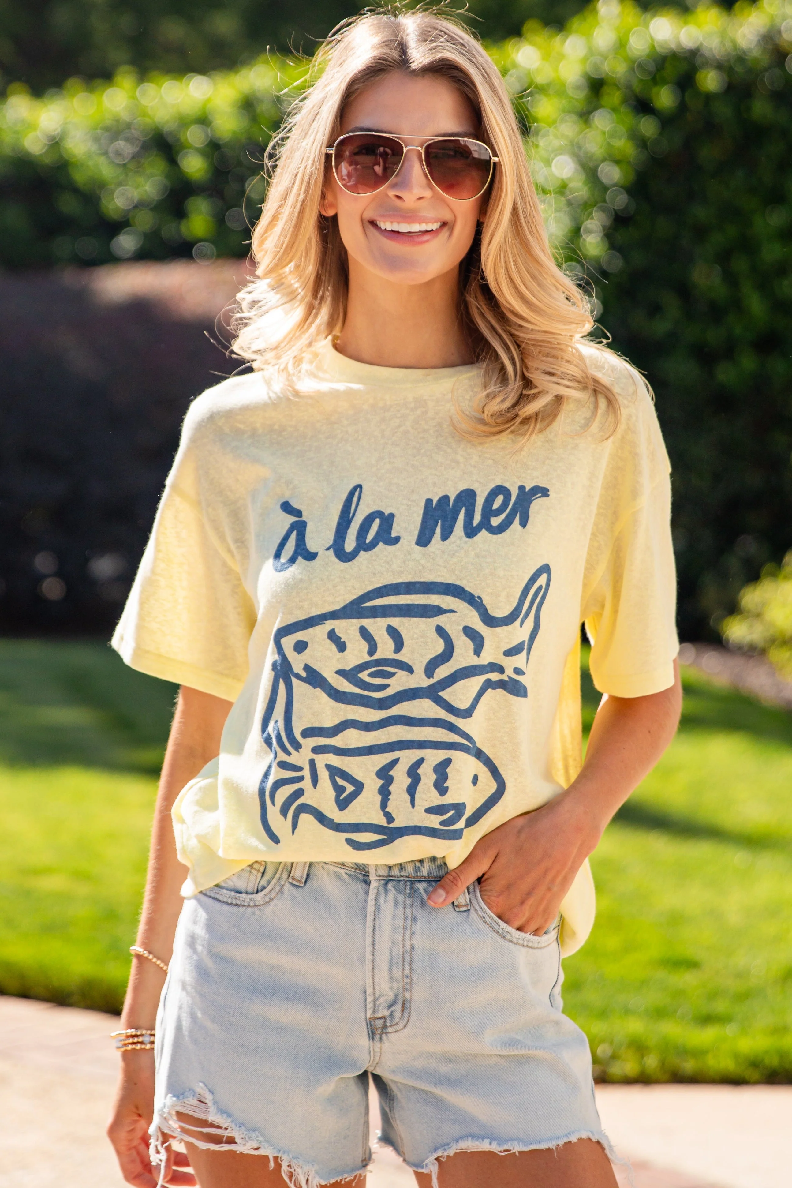 Yellow Graphic Crew Neck Short Sleeve Tee