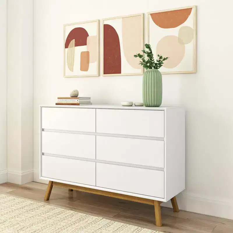 Plank+Beam Solid Wood Mid-Century Modern 6-Drawer Dresser