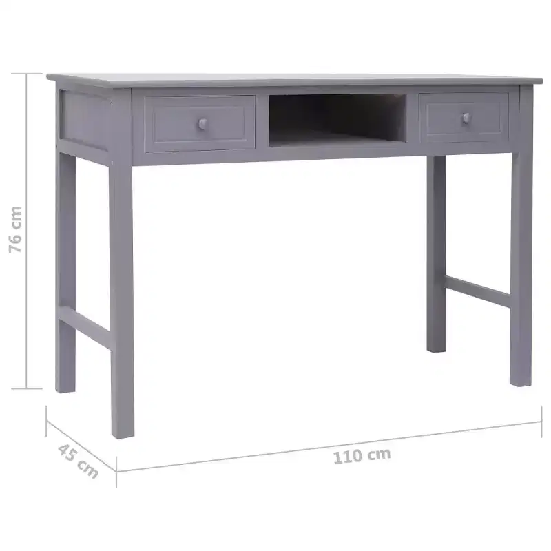 Desk Grey Paulownia wood, Poplar wood Medium Desk Rectangular
