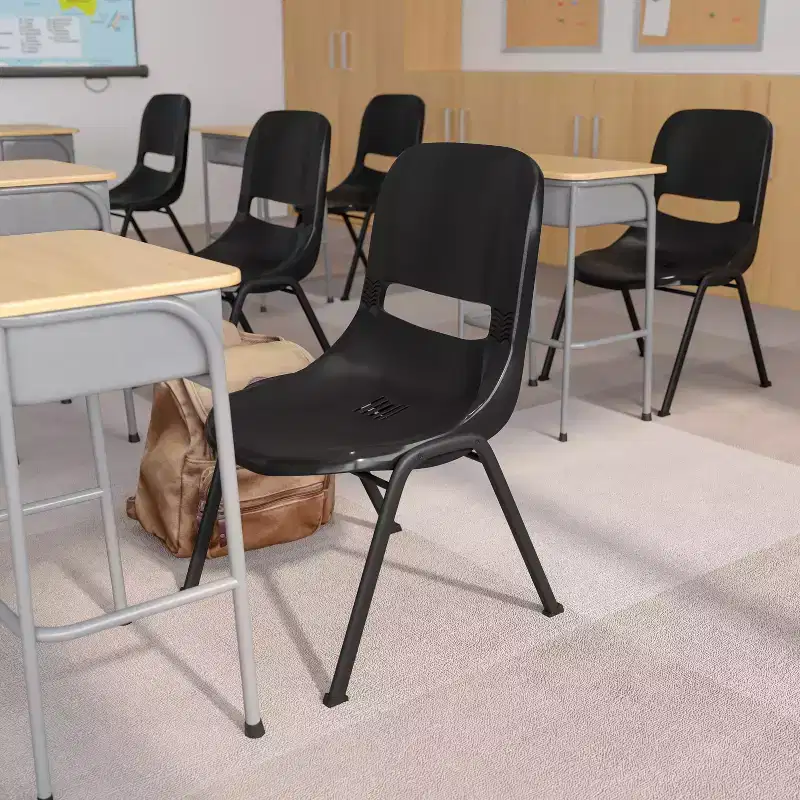 880 lb Capacity Ergonomic Shell Stack Chair with Metal Frame