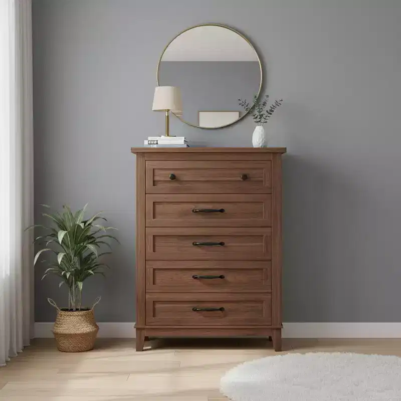 GustoWave 5 Dresser for Bedroom, 41.3 Tall Vertical Drawer Dresser with Large Storage, Freestanding Wooden Closet Chest for Bedroom, Living Room