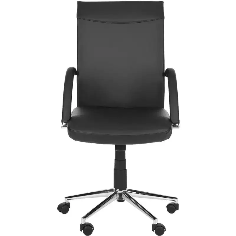 Height Adjustable Swivel Desk Chair – Black Vegan Leather, Iron Frame
