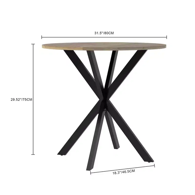 CuisinSmart 31.5Inch Modern Dining Table, Minimalist Style Round Kitchen Table With Metal Crossed Legs For Home Living Room Kitchen Dining Room