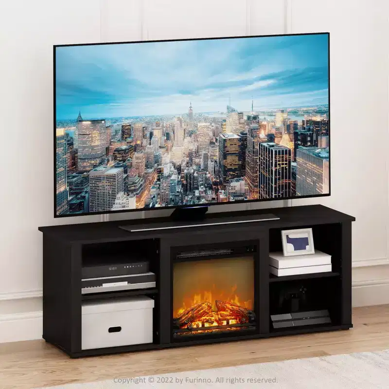 Classic Fireplace TV Stand Entertainment Console Media Center W/18 Electric Fireplace for TVs up to 60, Americano