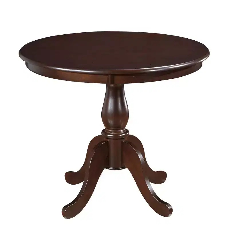 Round Pedestal Dining Table – Espresso / Black, Seats 4