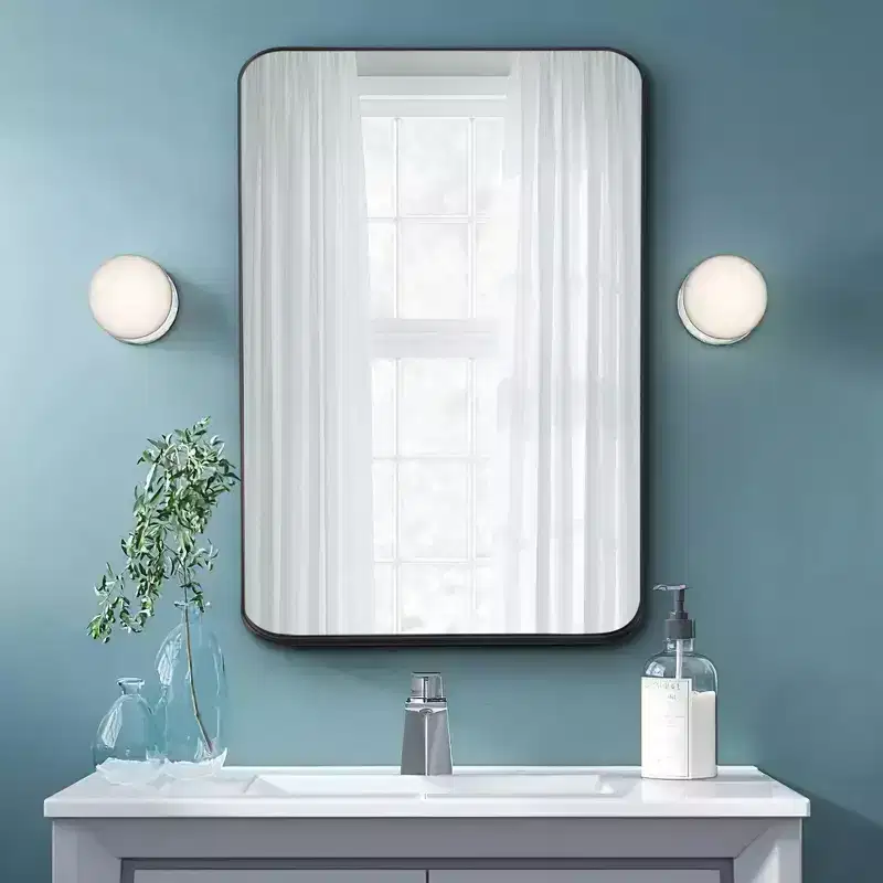 Wall Mounted Rectangle Metal Framed Bathroom Vanity Mirror