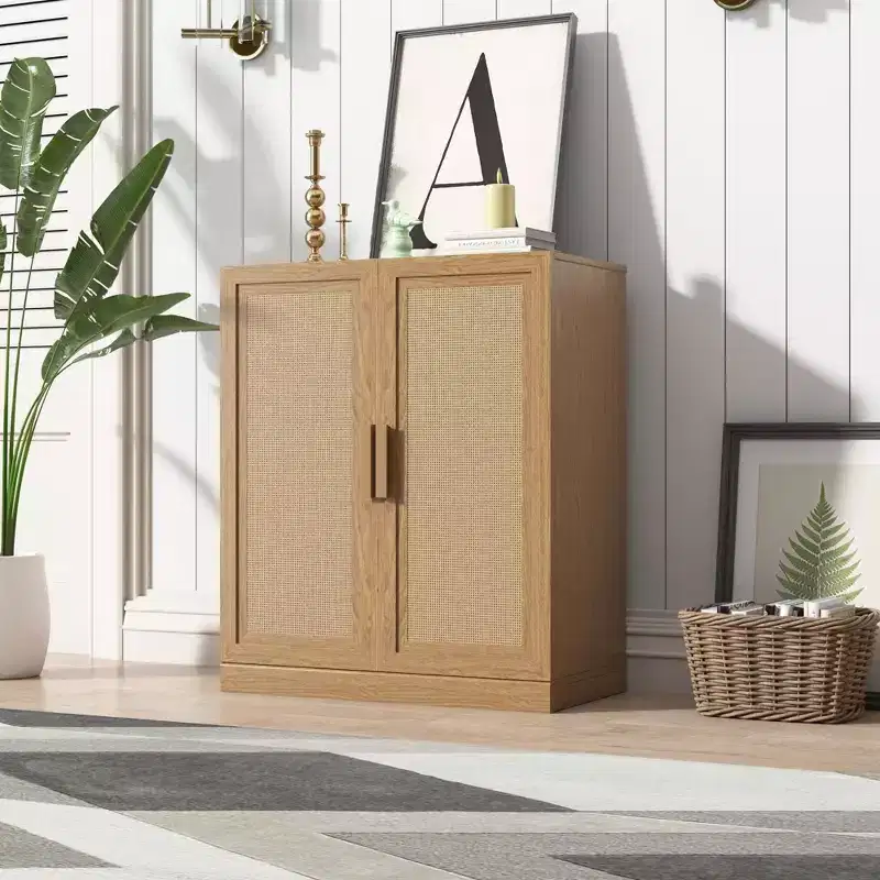 36 Modular Sideboard Cabinet with Storage Farmhouse Buffet Cabinet with Rattan Doors for Living Room Kitchen Dining Room Entryway Natural