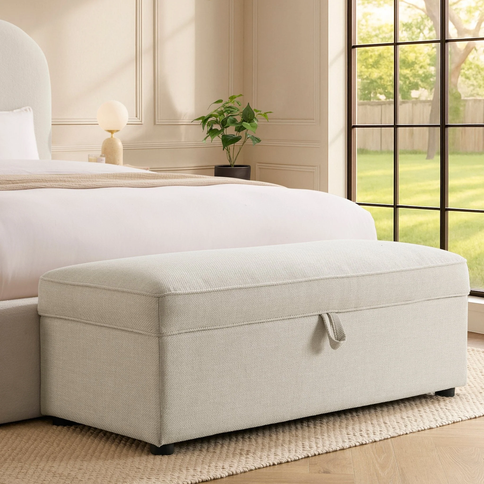Rectangle Ottoman Storage - Beige