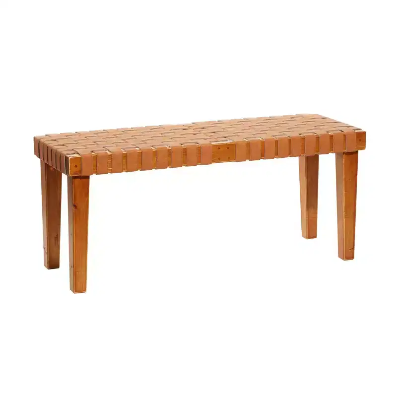Rustic Birch Wood Bench Brown: Decorative, No Assembly, Indoor, 250 lbs Capacity