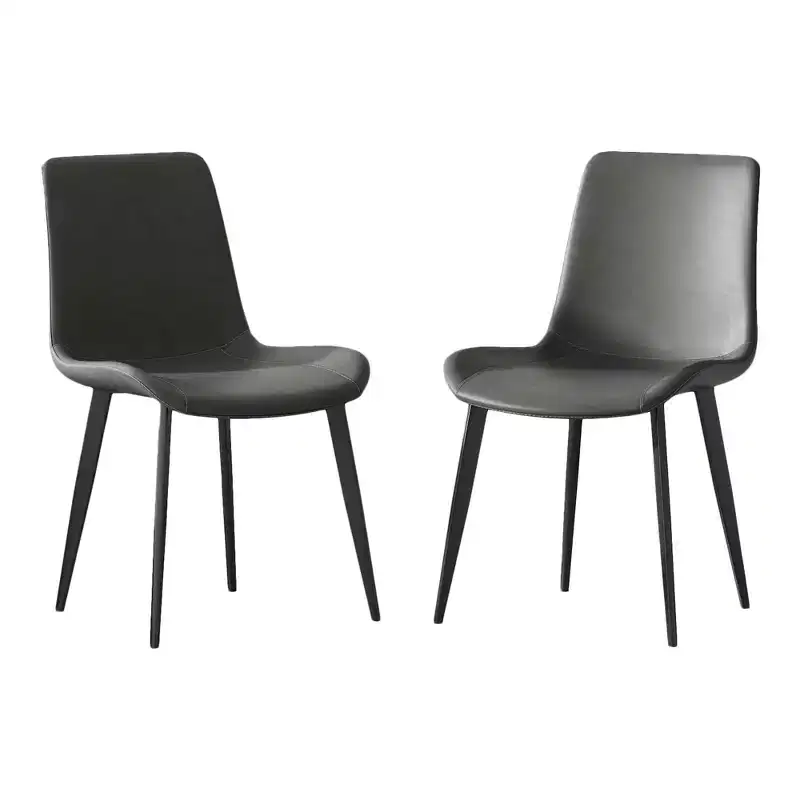 2pk Modern Faux Leather Dining Chairs with Cushioned Seats & Metal Legs
