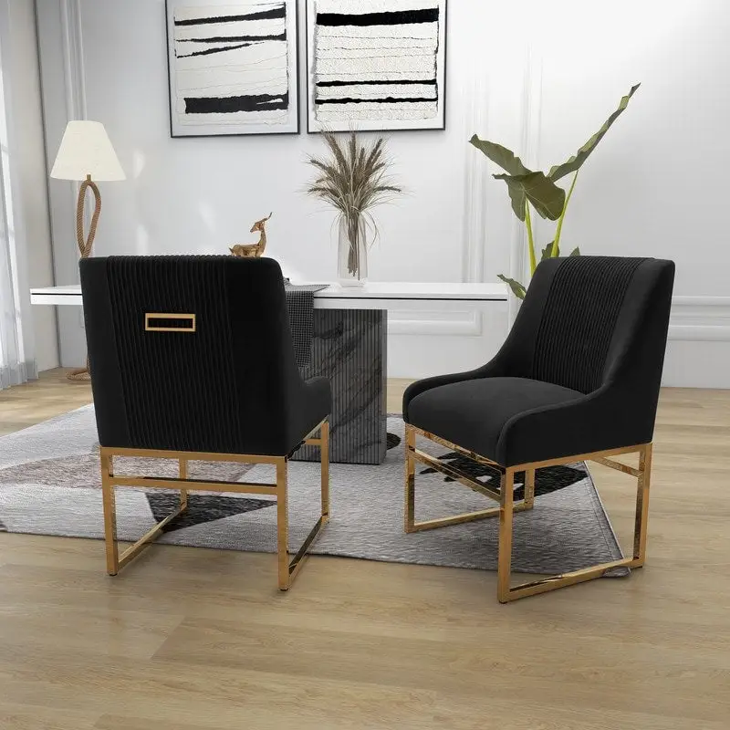 SEYNAR Contempoary Velvet Dining Chair with Metal Frame Legs, set of 4