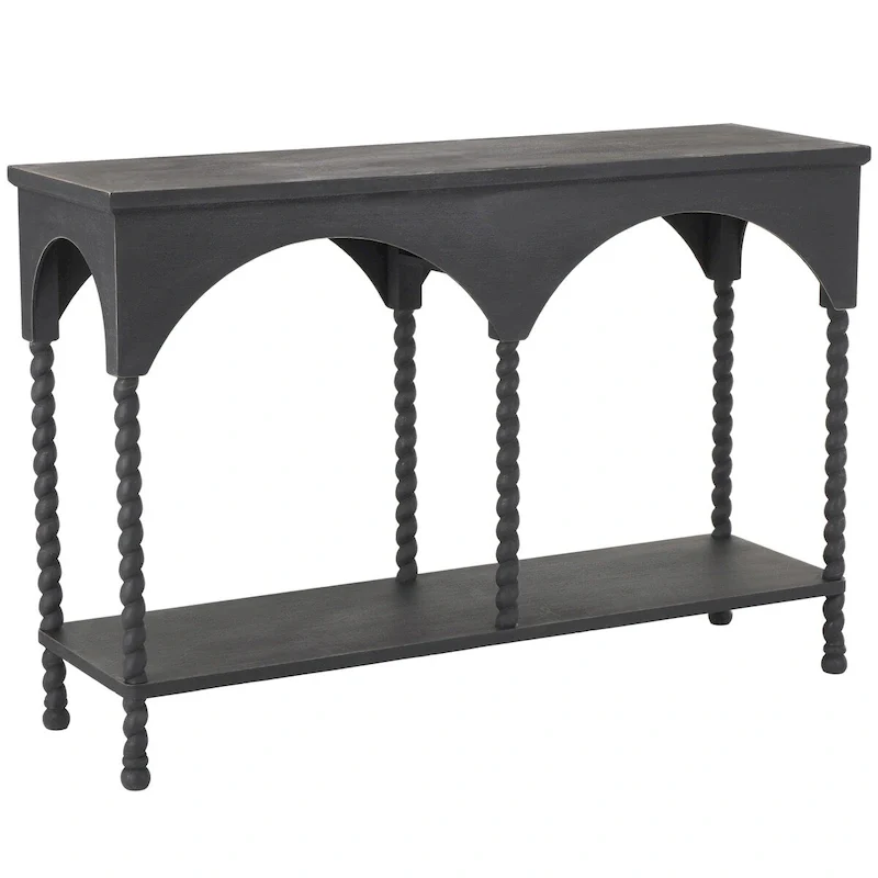 Wood Arched 1 Shelf Console Table - Black -