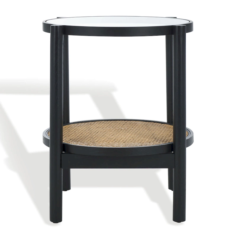 SAFAVIEH Couture Alberdine Rattan/Glass Accent Table - 23 In. W x 23 In. D x 24 In. H - 23W x 23D x 24H